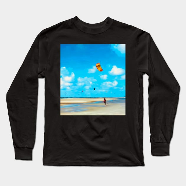 Lonely Kite Beach No. 1 Long Sleeve T-Shirt by asanaworld